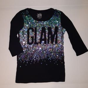 Justice 3/4 Sleeve Bling "GLAM" Shirt